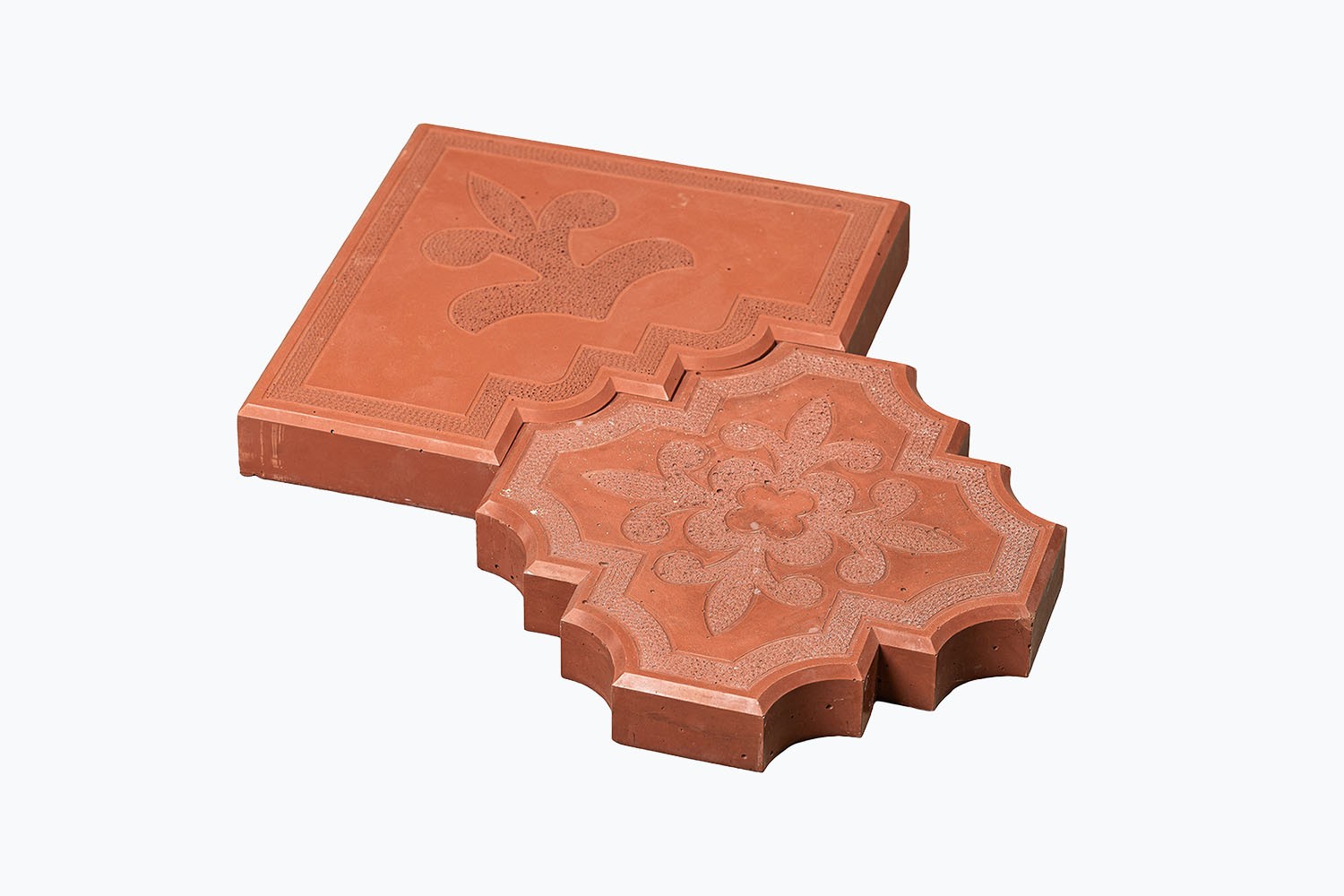 COMDES - Červená betonová dlažba rohová / Ornamenty